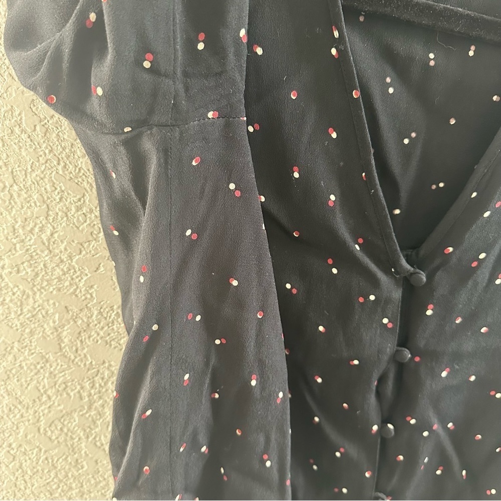 Rails Beaux Blouse Black Offset Dot Button Front … - image 5
